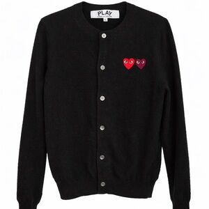 PLAY COMME des GARÇONS Black 100% Wool Cardigan – Size L